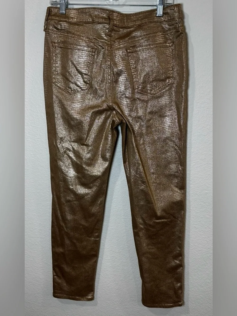 Chico's Metallic Bronze Croc-Print Faux Leather pants‎ size 8R